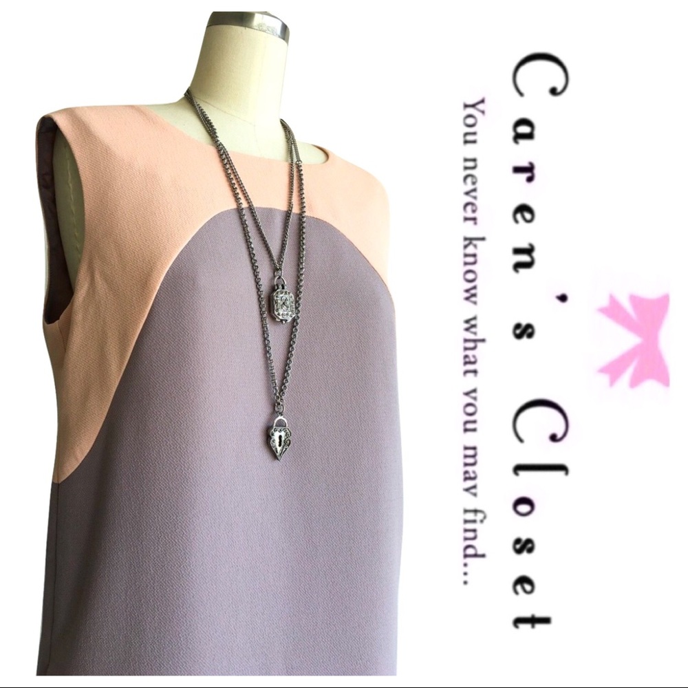 Bar lll Peach & Gray Sleeveless Shift Dress - Picture 4 of 5